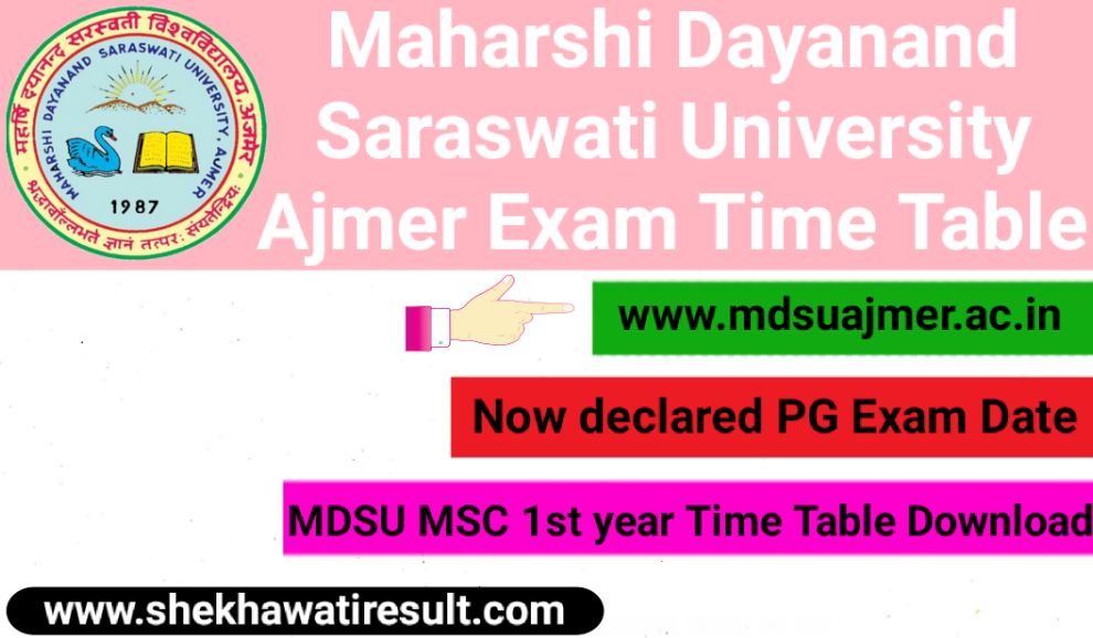 MDSU MSC Previous year Time Table