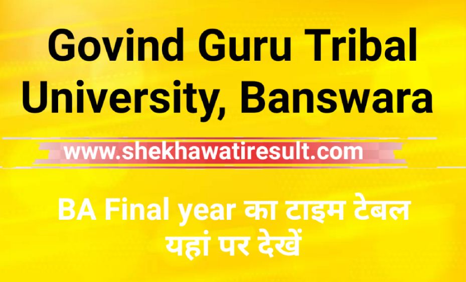 GGTU banswara BA Final year Time Table