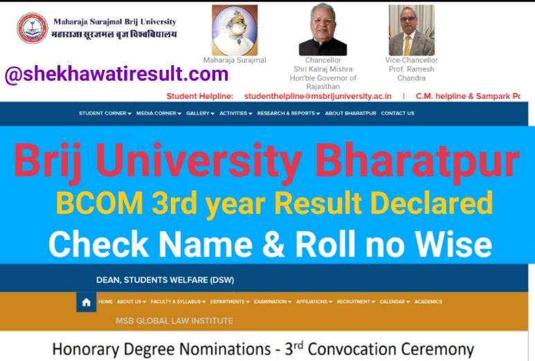 Brij University BCOM Final year Result