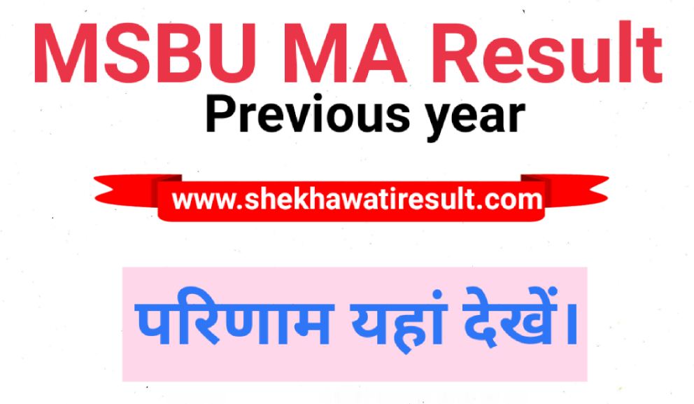 MSBU MA Previous year Result