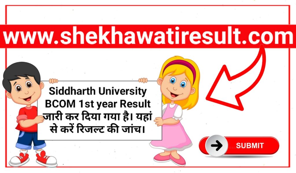 Siddharth University BCOM 1st Year Result