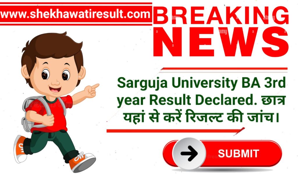 Sarguja University BA 3rd year Result