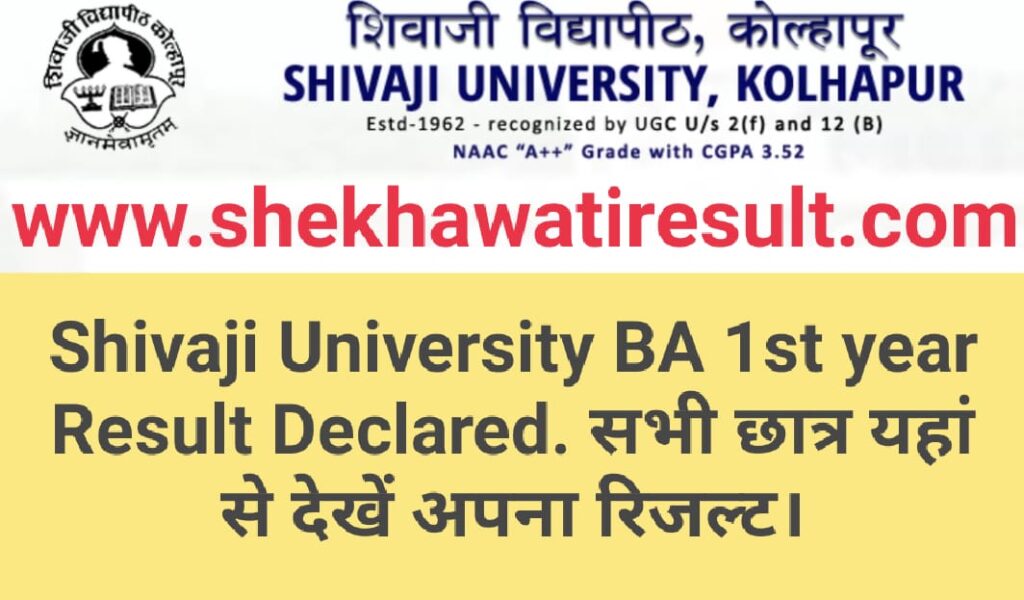 Shivaji University BA 1st year Result