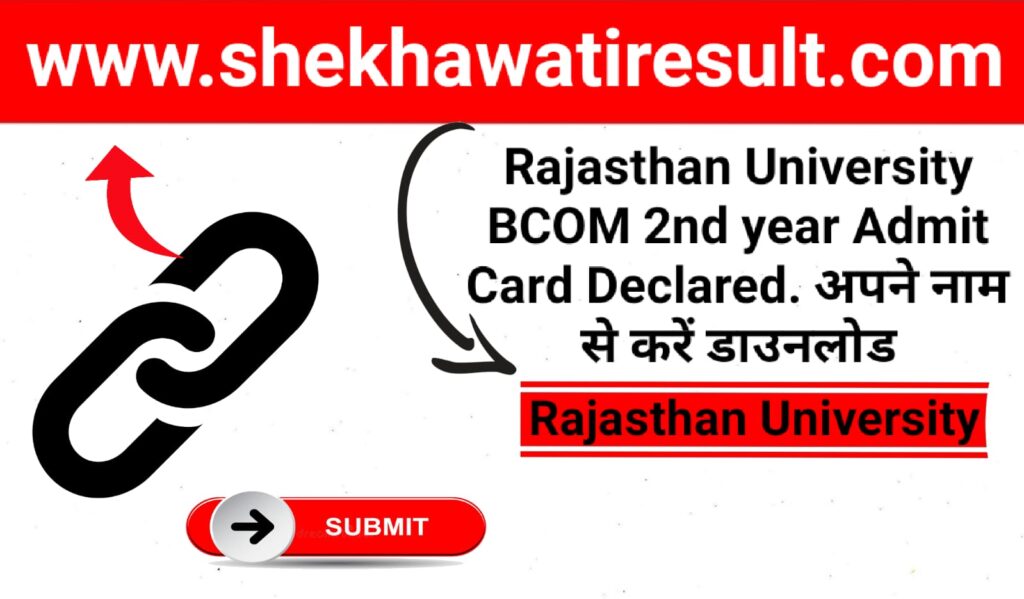 Rajasthan University BCOM 2nd Year Admit card