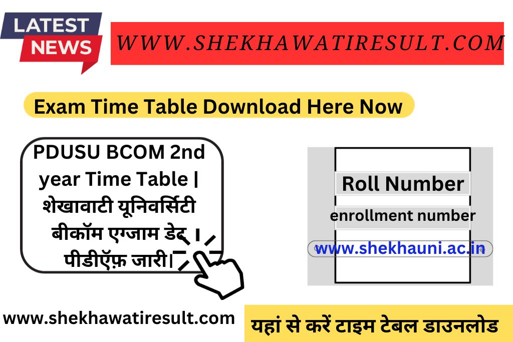 PDUSU BCOM 2nd year Time Table