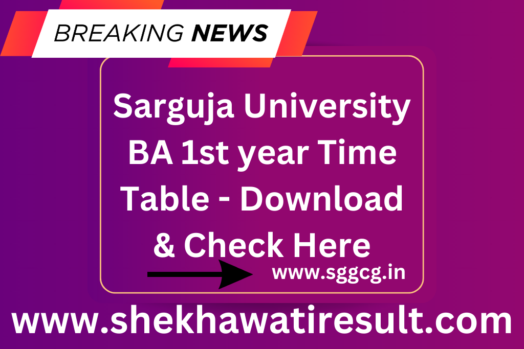 Sarguja University BA 1st year Time Table