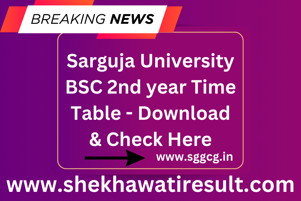 Sarguja University BSC 2nd year Time Table