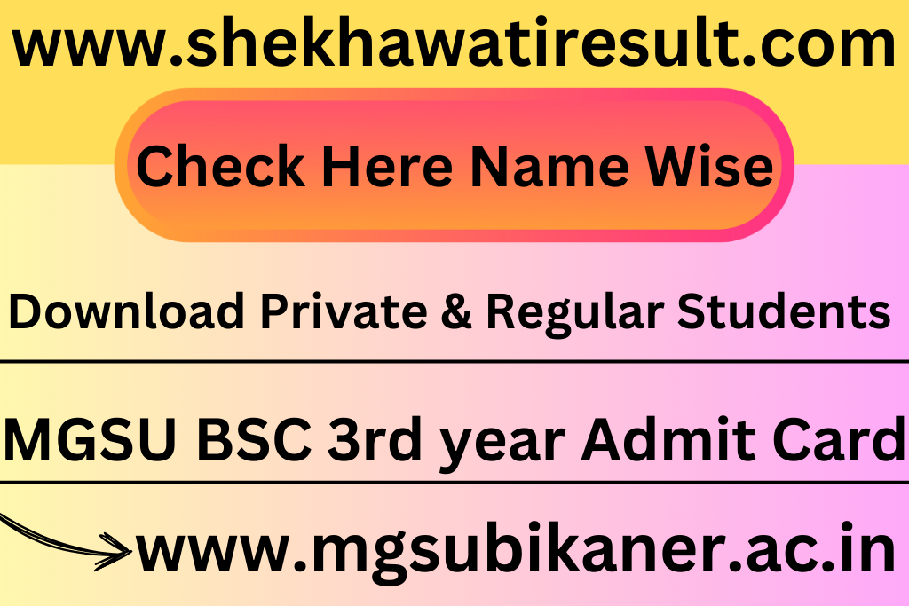 MGSU BSC 3rd year Admit Card