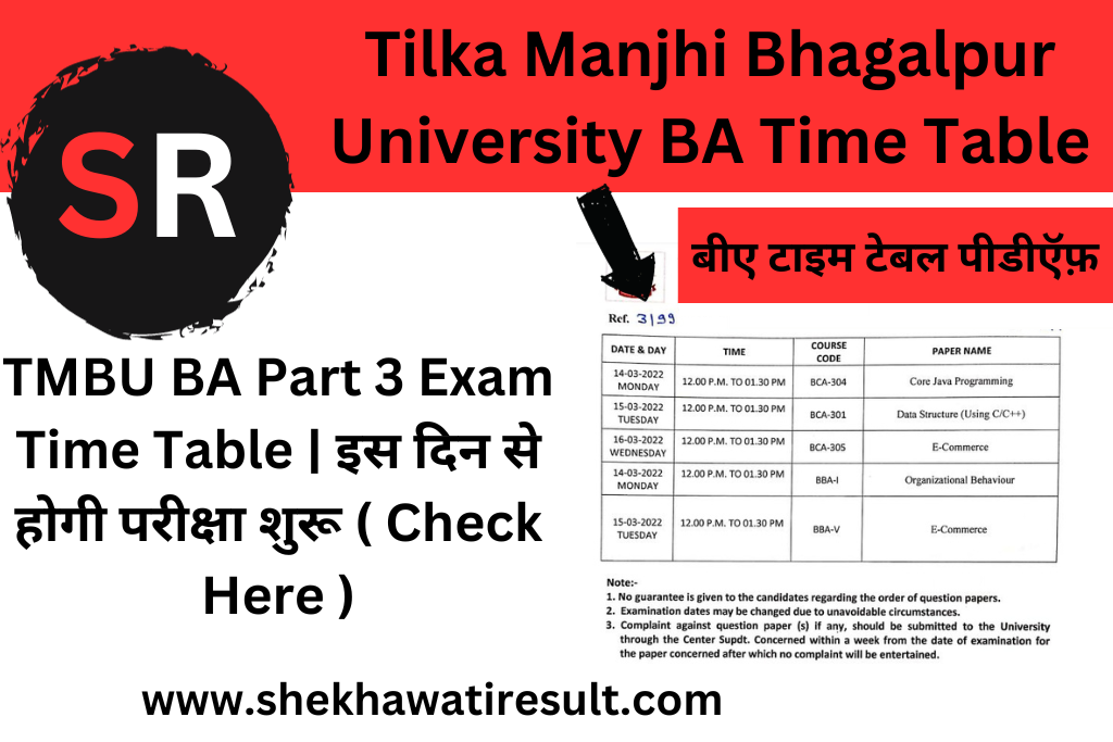 TMBU BA Part 3 Exam Time Table