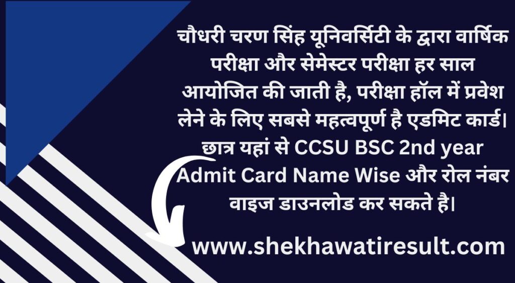 CCSU BSC Part 2nd Admit Card